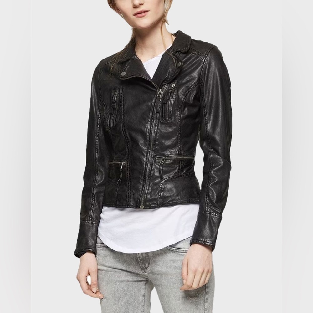 Oakwood Women’s Leather Biker Jacket in black